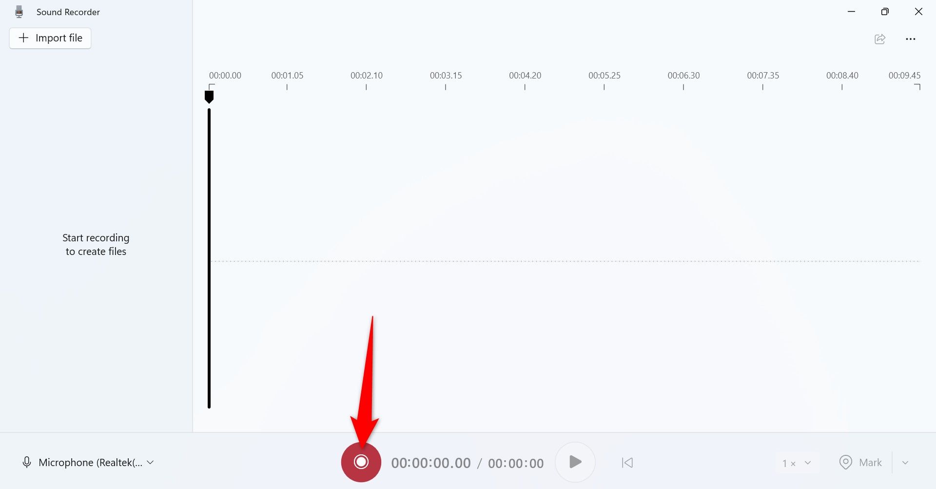 "Start Recording" highlighted in Sound Recorder.