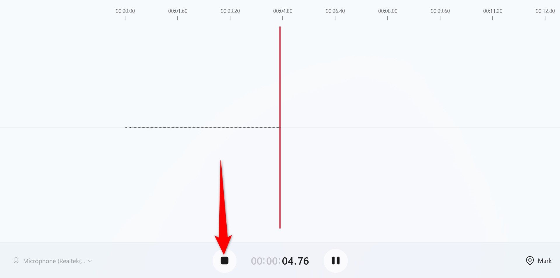"Stop Recording" highlighted in Sound Recorder.