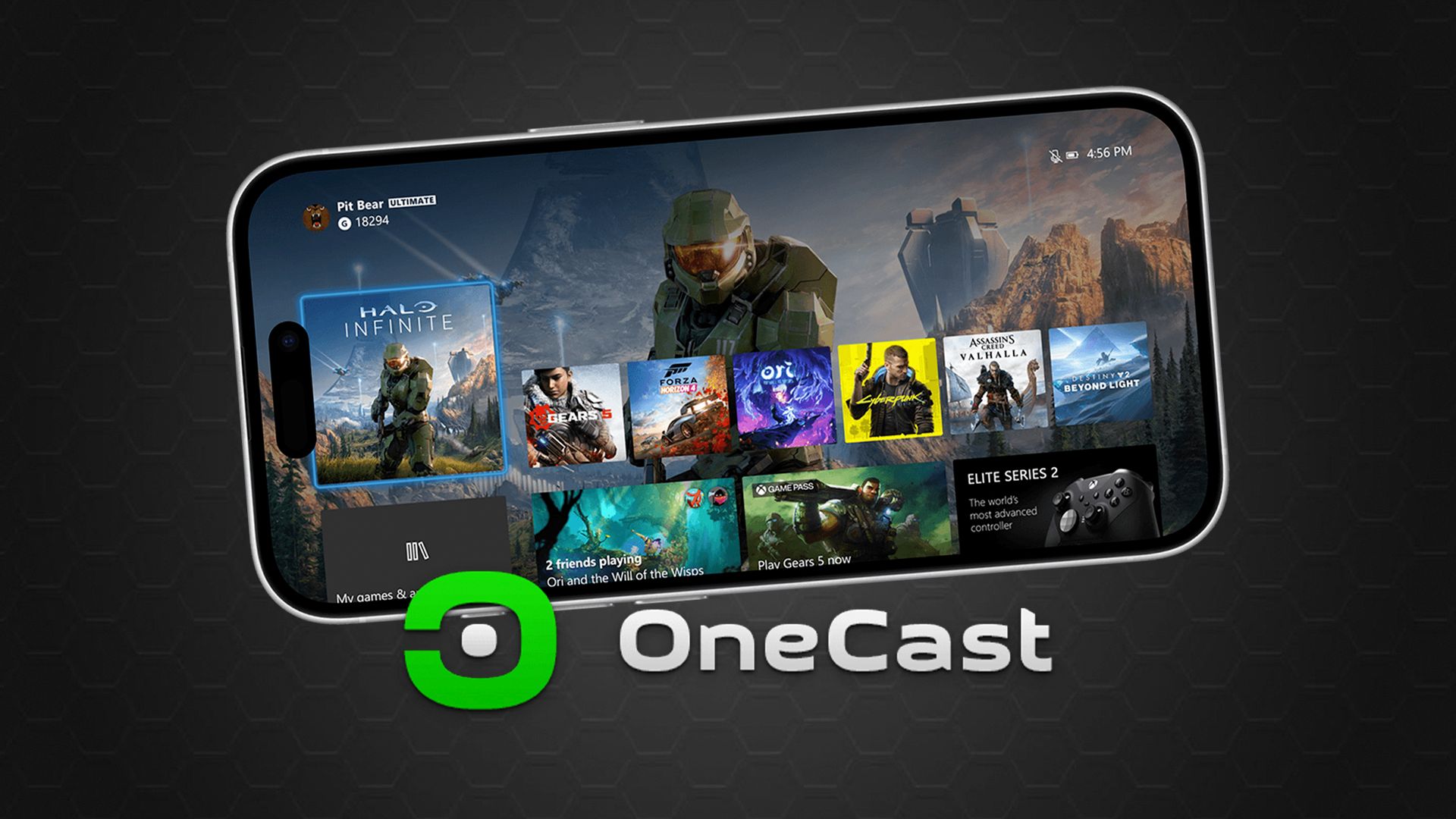 Illustration of the OneCast app on iOS.