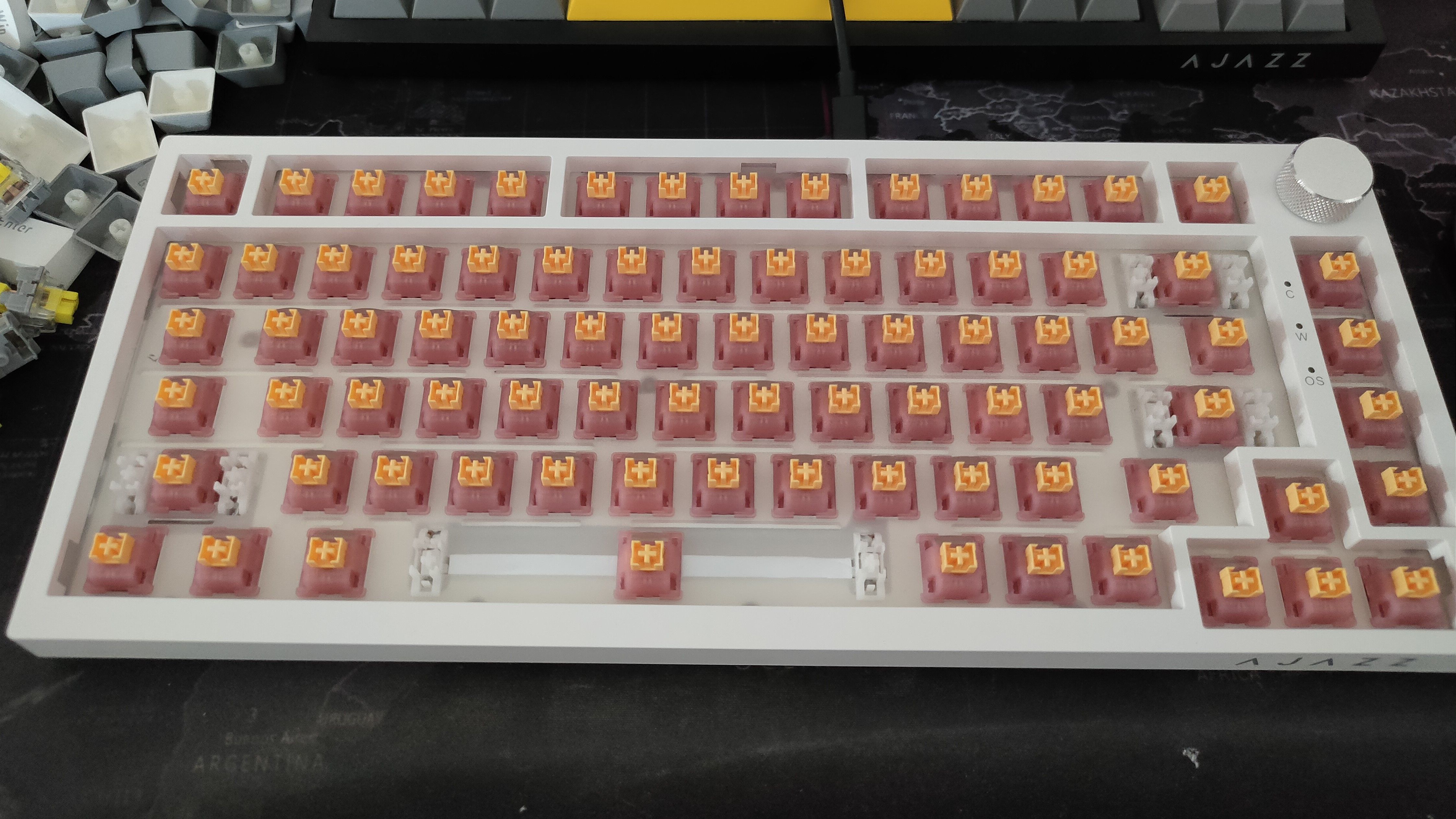 The Ajazz AK820 with the Outemu Silent Peach V3 switches installed.