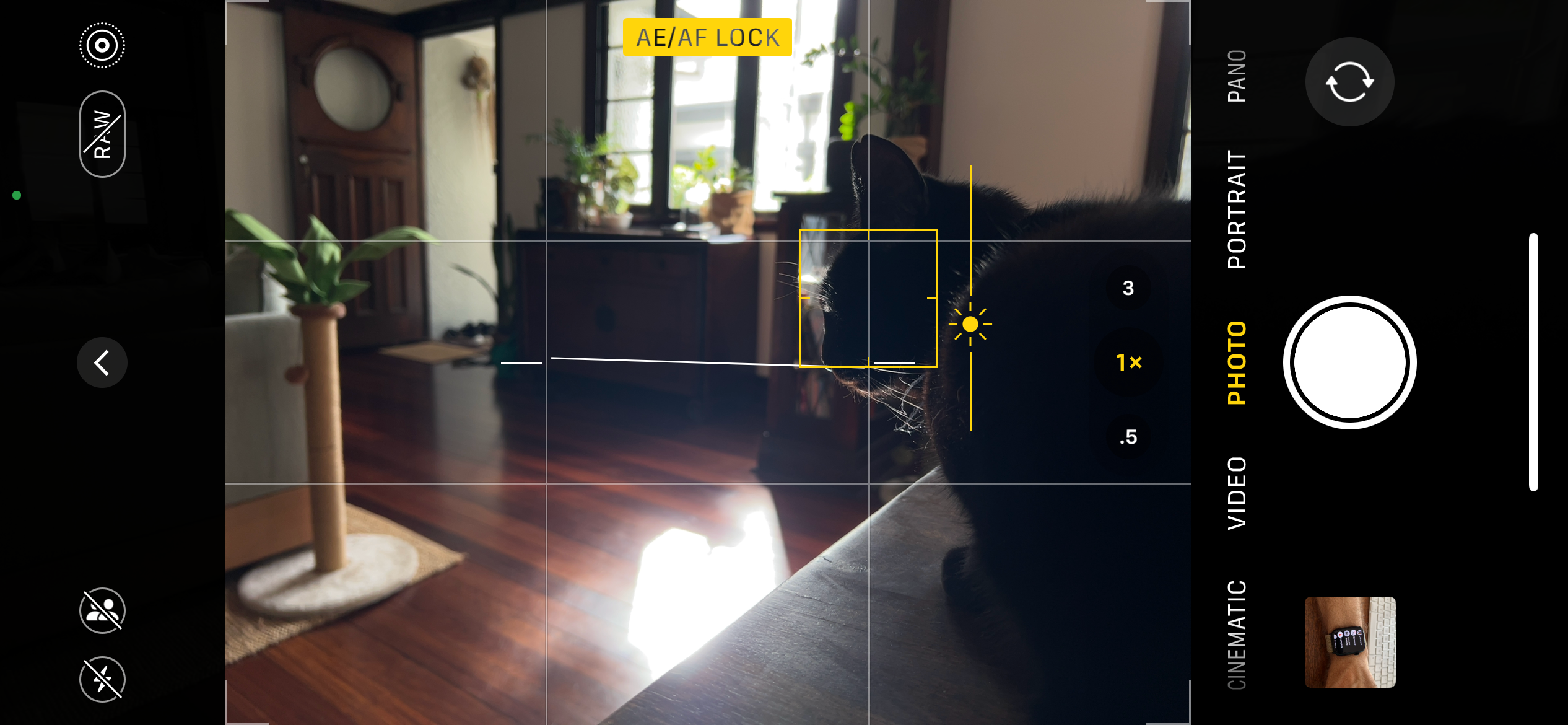 AE/AF Lock in iPhone Camera app.