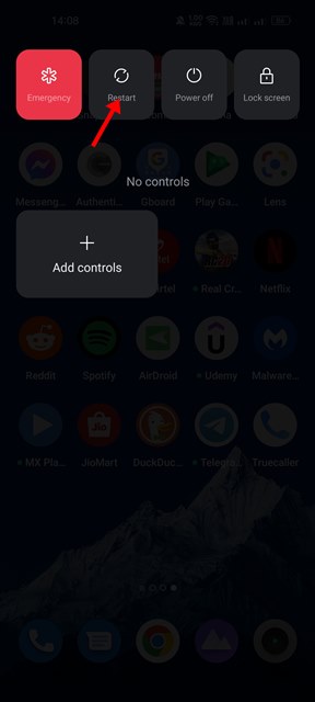 Restart the Android smartphone