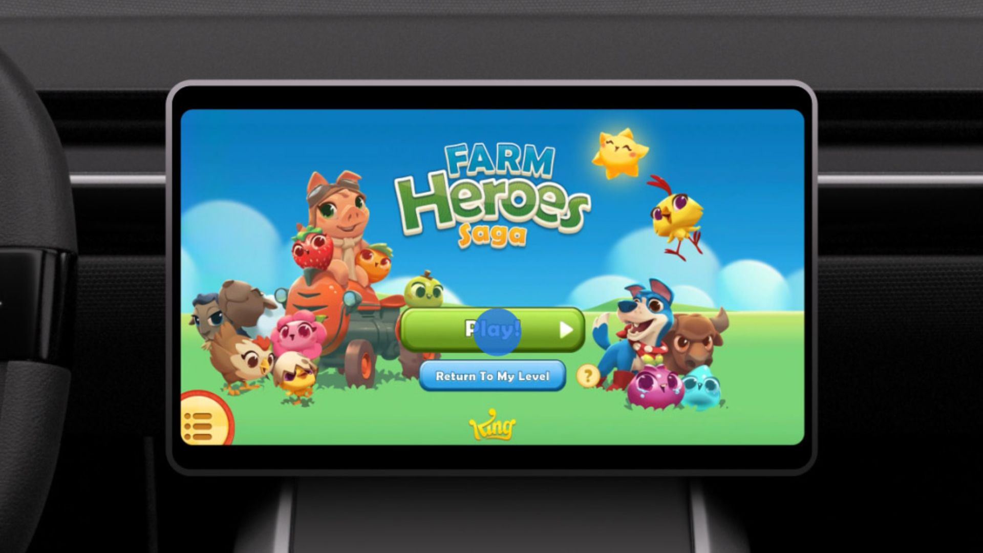 Farm Heros game running on Android Auto.