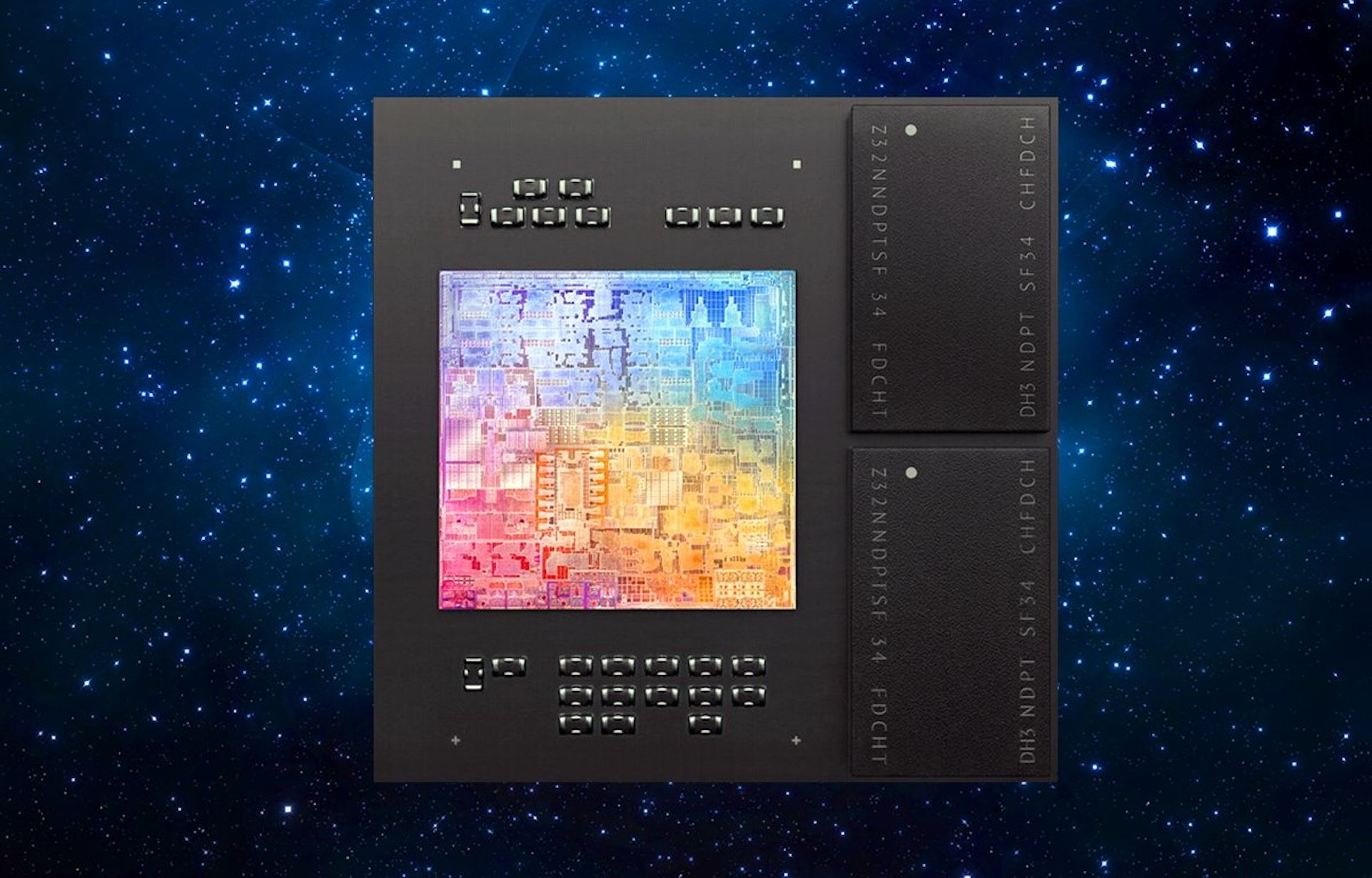 An image showing memory placed right next to an Apple M1 chip.