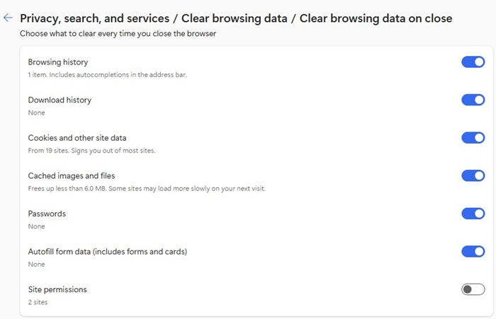 Auto Clear the Browsing Data