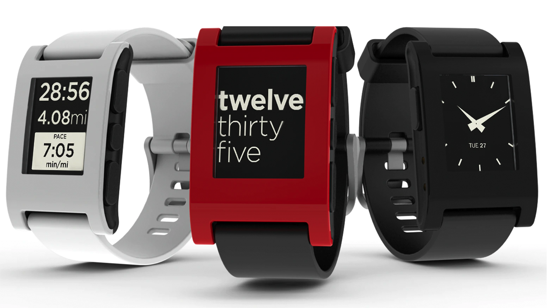 The original Pebble smartwatch.