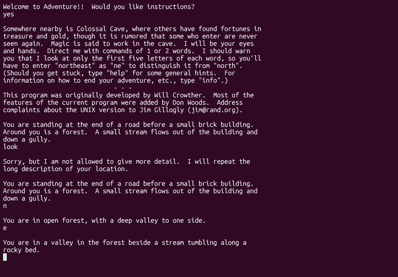 BSD game of Adventure in the terminal.