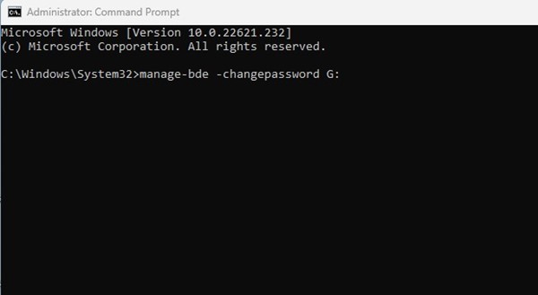 Type the command