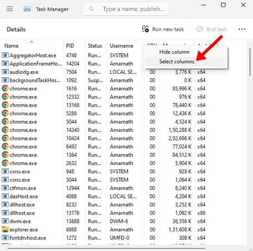 Select Columns