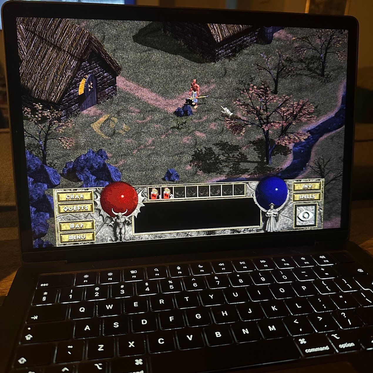 Diablo running on a MacBook Pro.