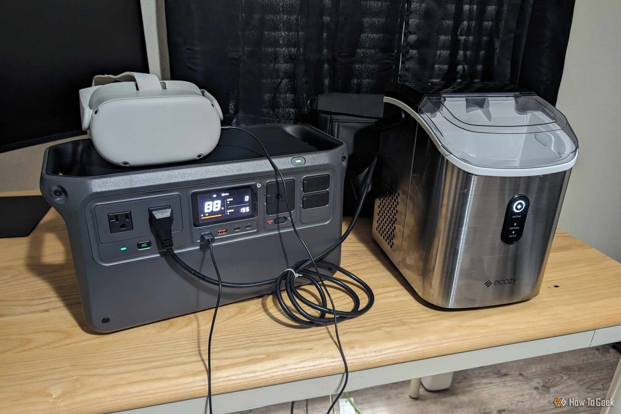 DJI Power 1000 connected to ice maker and Meta Quest 2