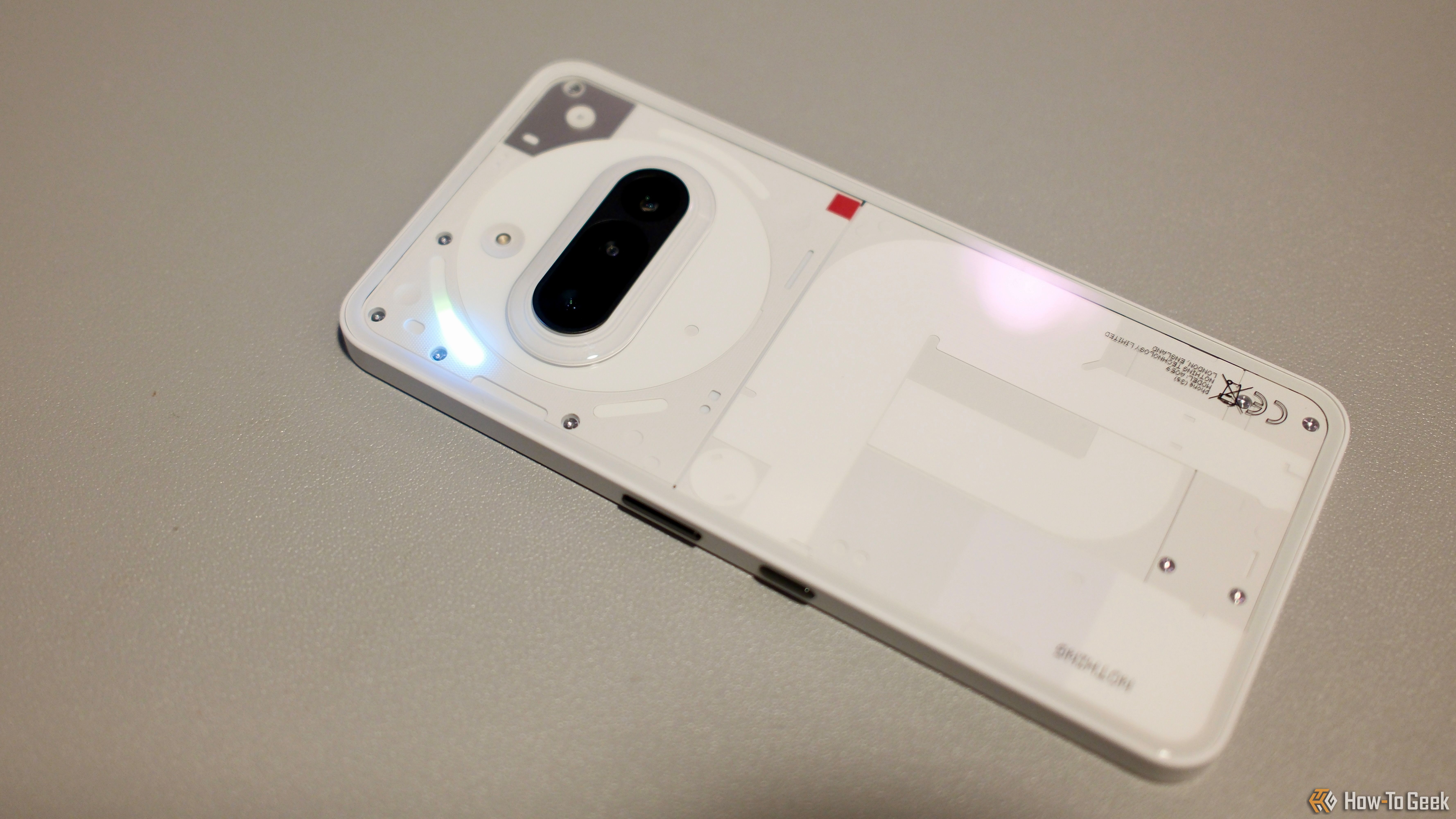 Nothing Phone (3a) showing back lights.