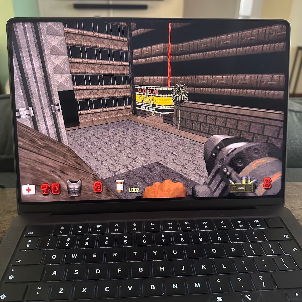 Duke Nukem 3D running on a MacBook Pro.