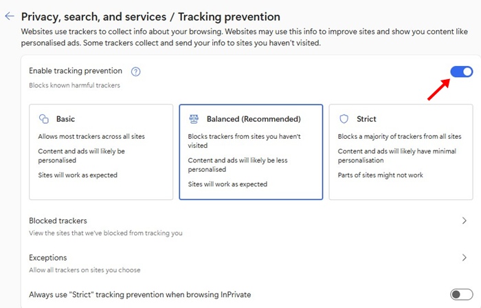 Tracking Prevention
