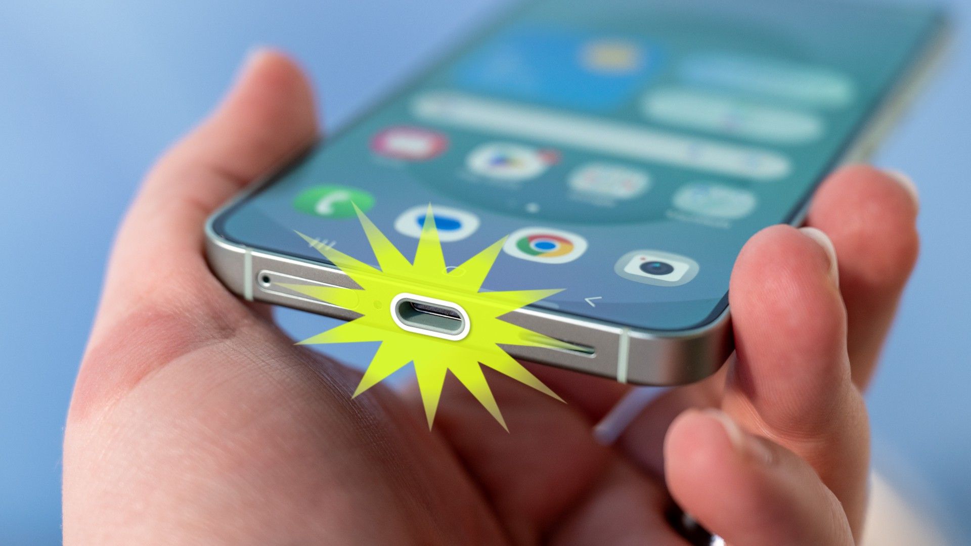 Galaxy S25 USB port.