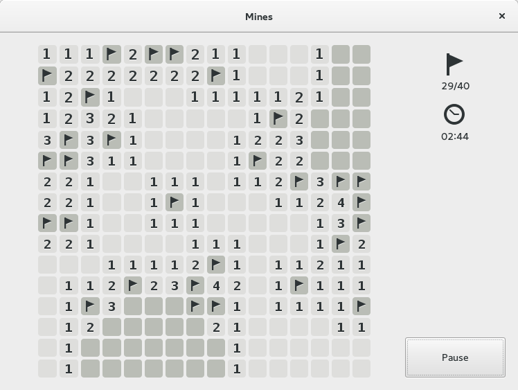 Gnome mines official screenshot.