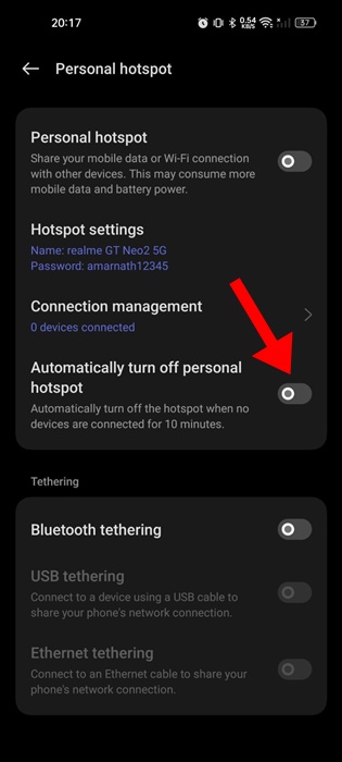 Automatically turn off personal hotspot