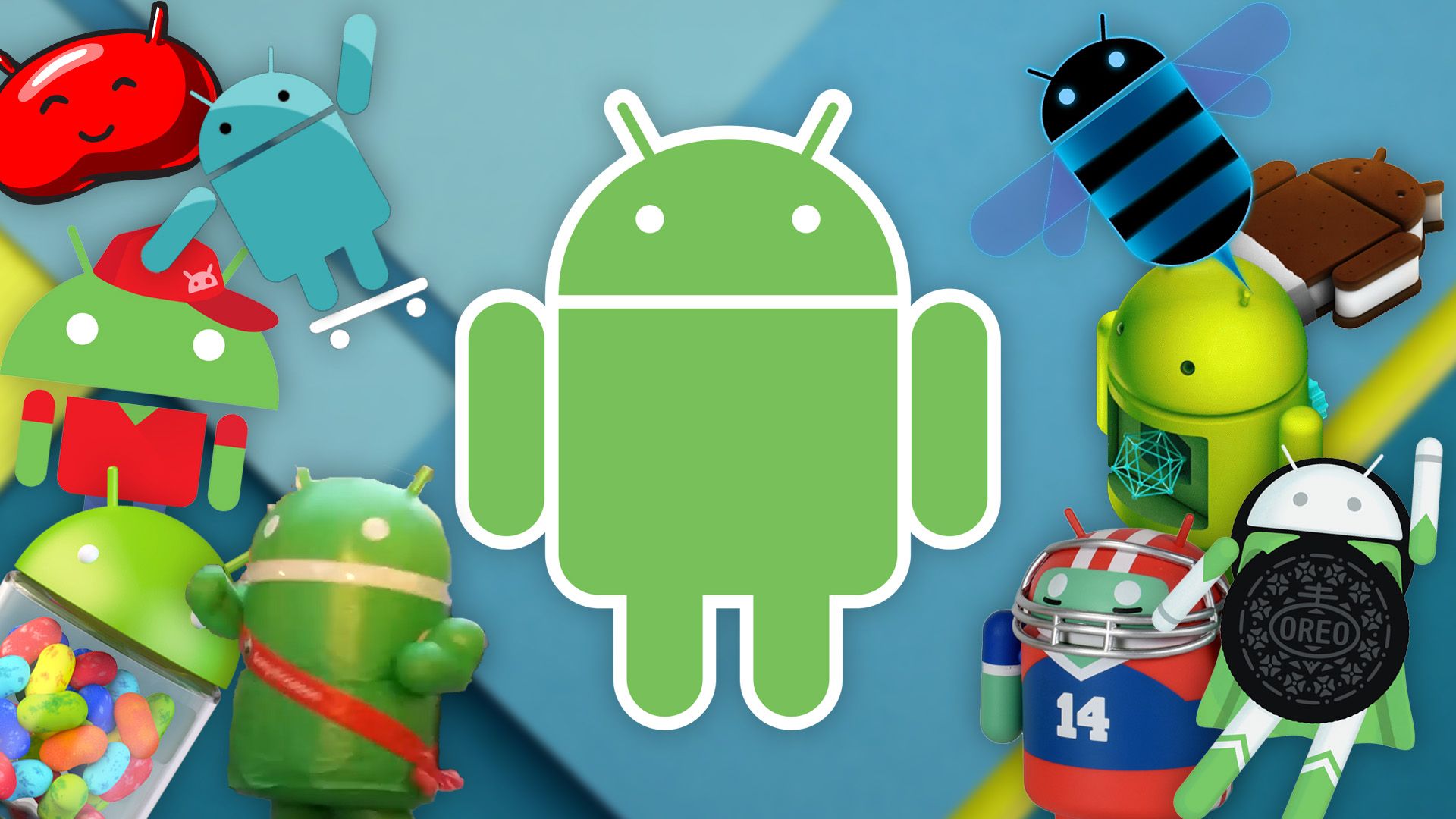 Image of many different Android robots