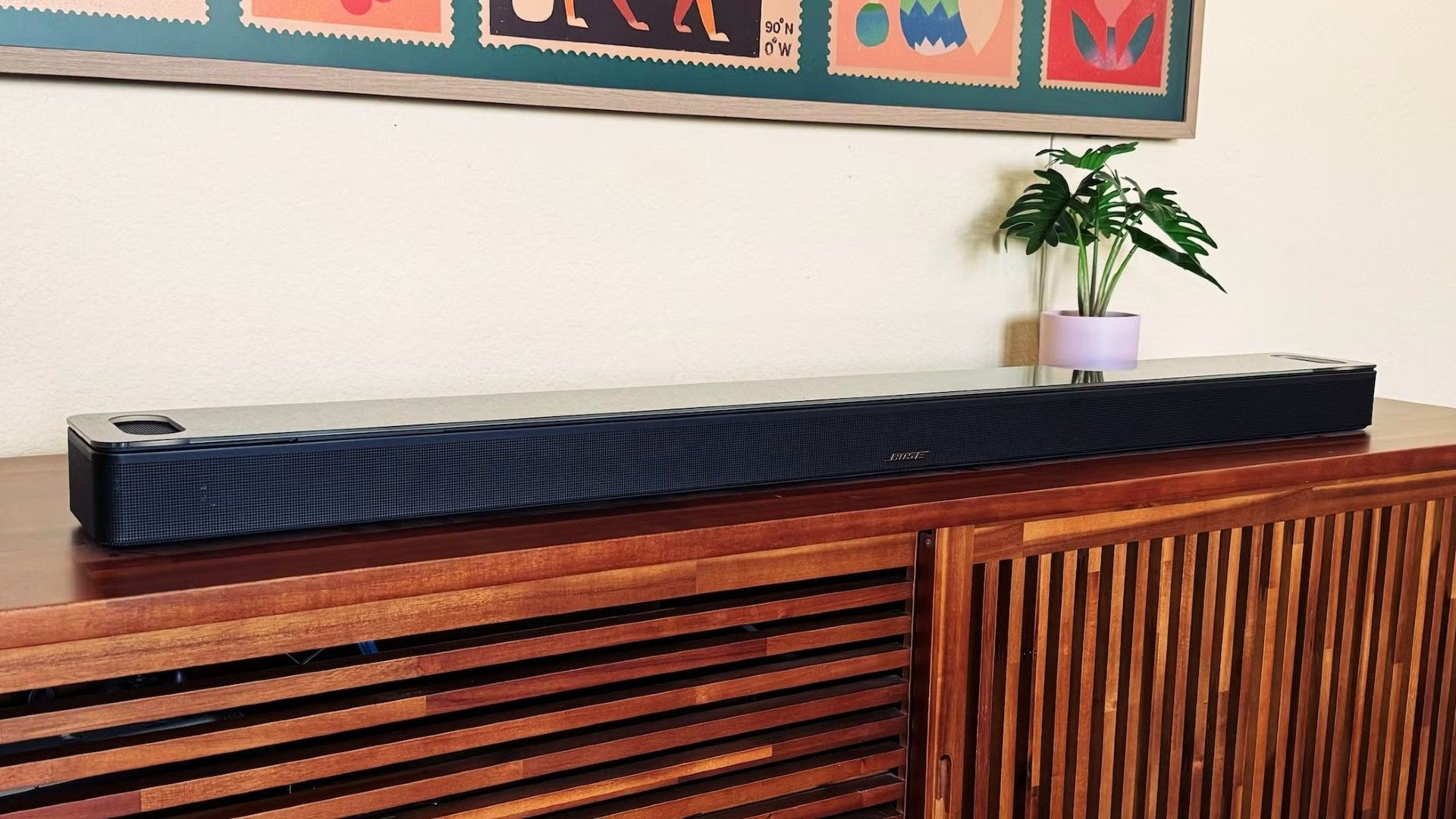 looking at the bose smart ultra soundbar from the left.