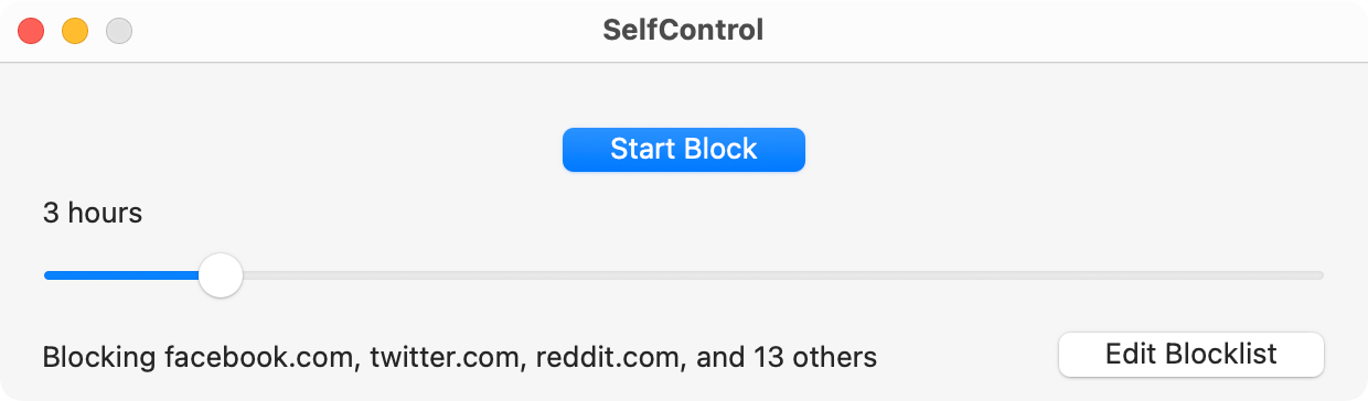 SelfControl distraction blocker for Mac.