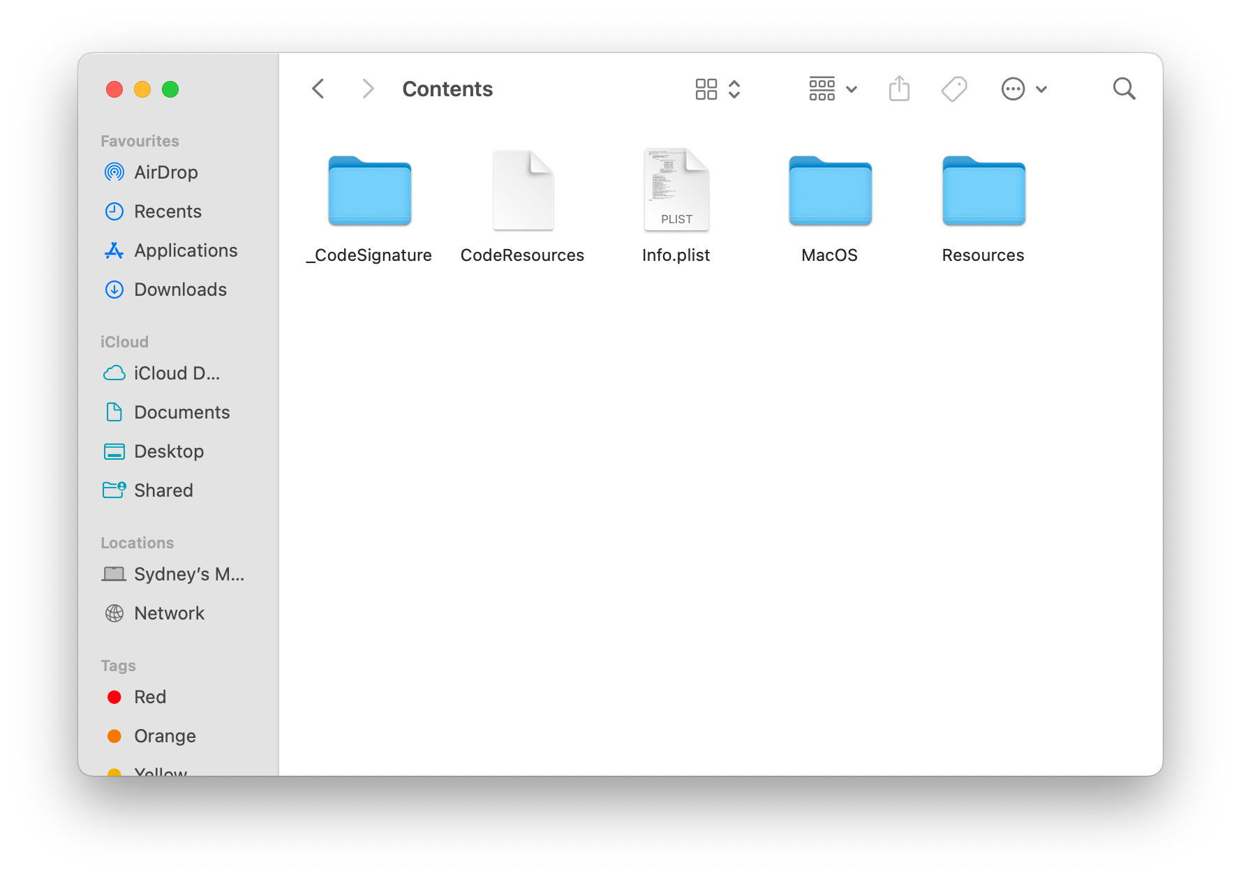 The contents of the GZDoom Mac app package.