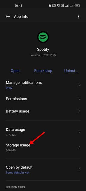Storage usage