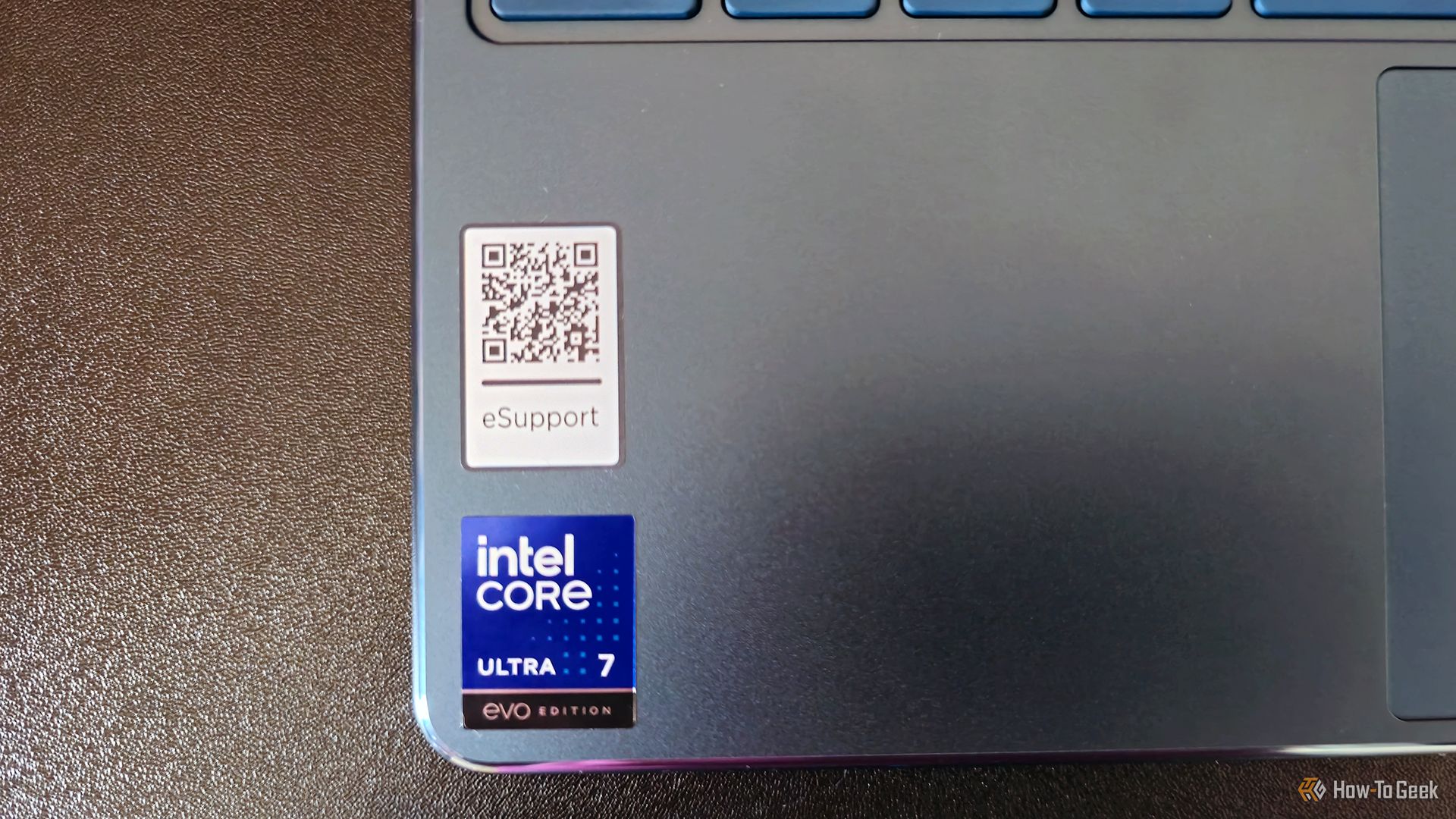 The Intel Core sticker on the Lenovo Yoga Slim 9i Gen 10 laptop.