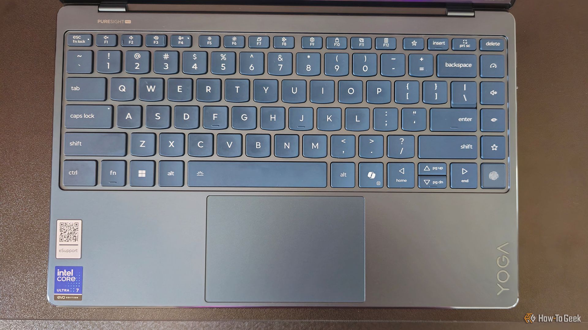 The keyboard on the Lenovo Yoga Slim 9i Gen 10 laptop.