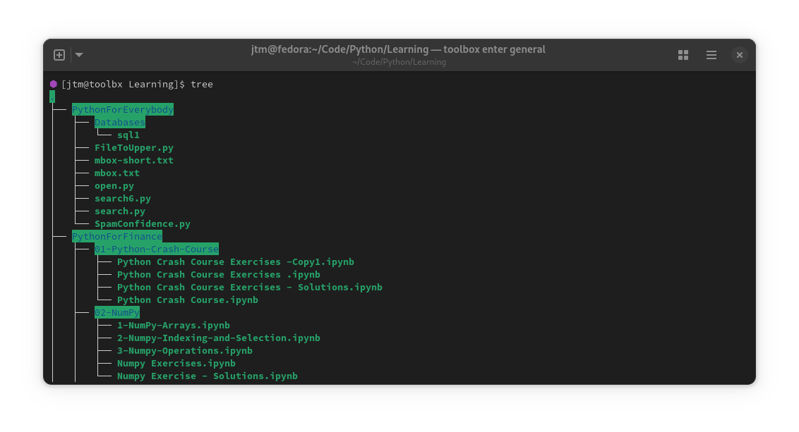 Output from the tree command in a Linux terminal