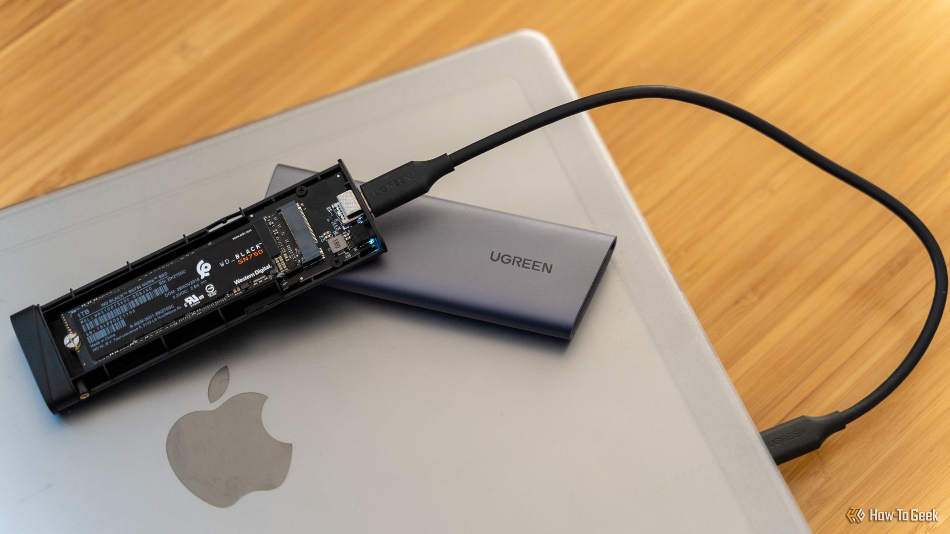 UGREEN M.2 NVMe SSD USB Enclosure with WD_BLACK SN750 SSD Inside.