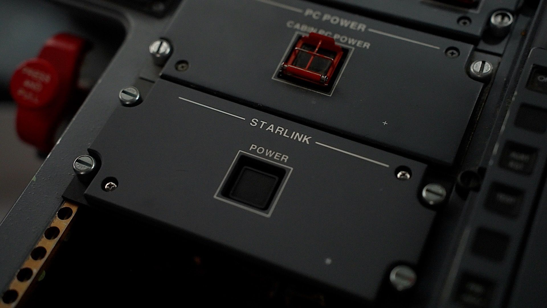 United Airlines Starlink power switch.