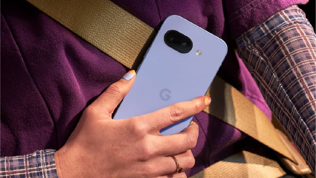 Iris Google Pixel 9a held in someone's hand