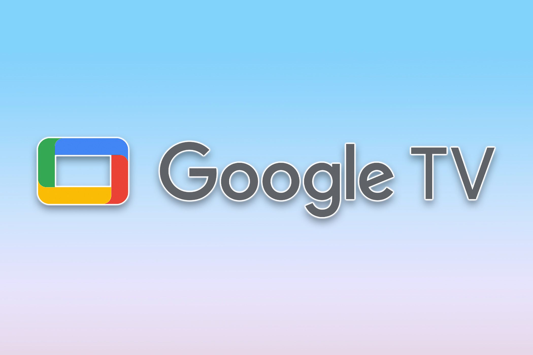 The Google TV logo over a light blue background.