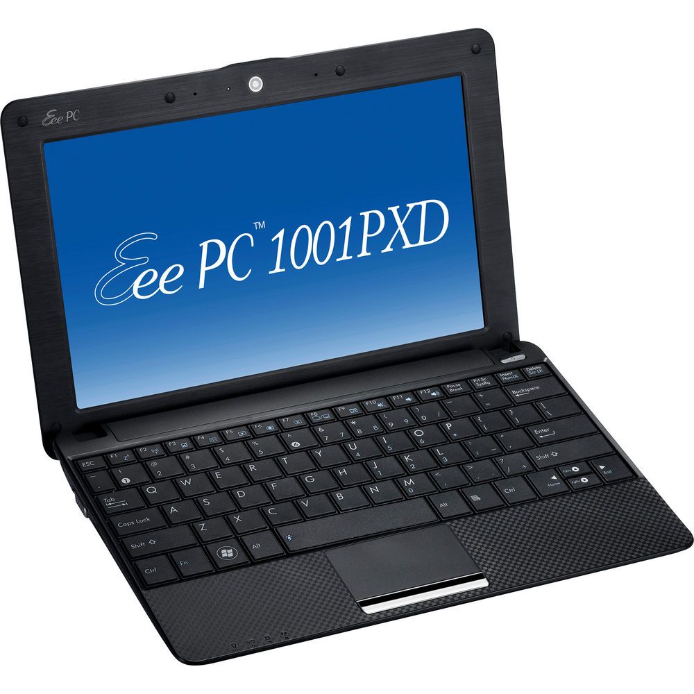 An ASUS Eee PC laptop opened up.
