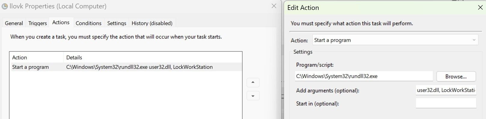 Scheduling a task to lock Windows after being idle using Task Scheduler.