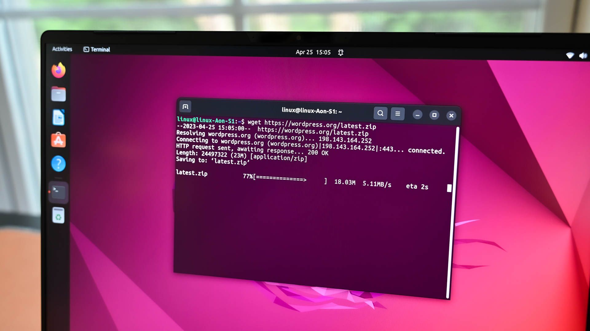 A download allowed through the firewall on Linux.