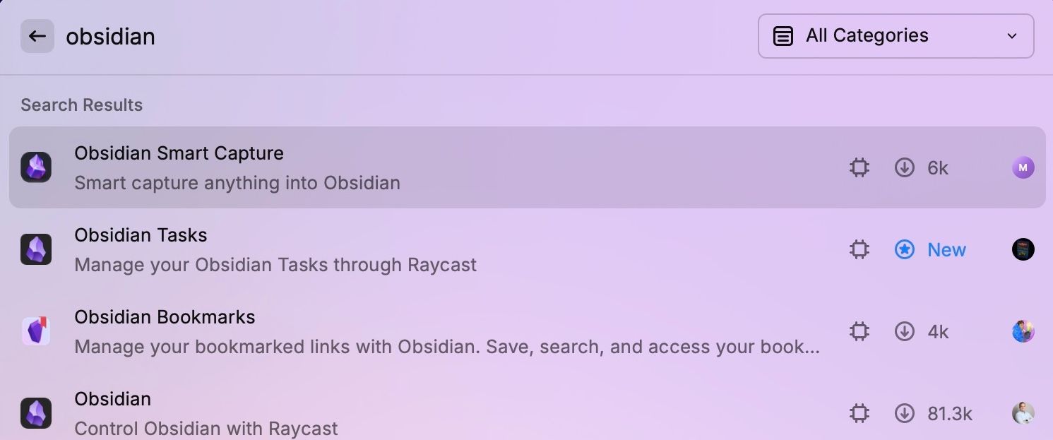 Finding and installing a Raycast extension on a Mac.