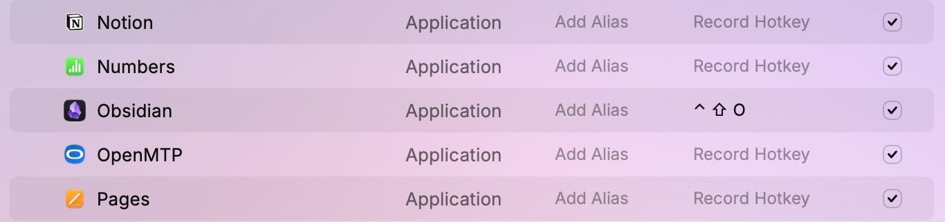 Assigning a hotkey to an app on a Mac.