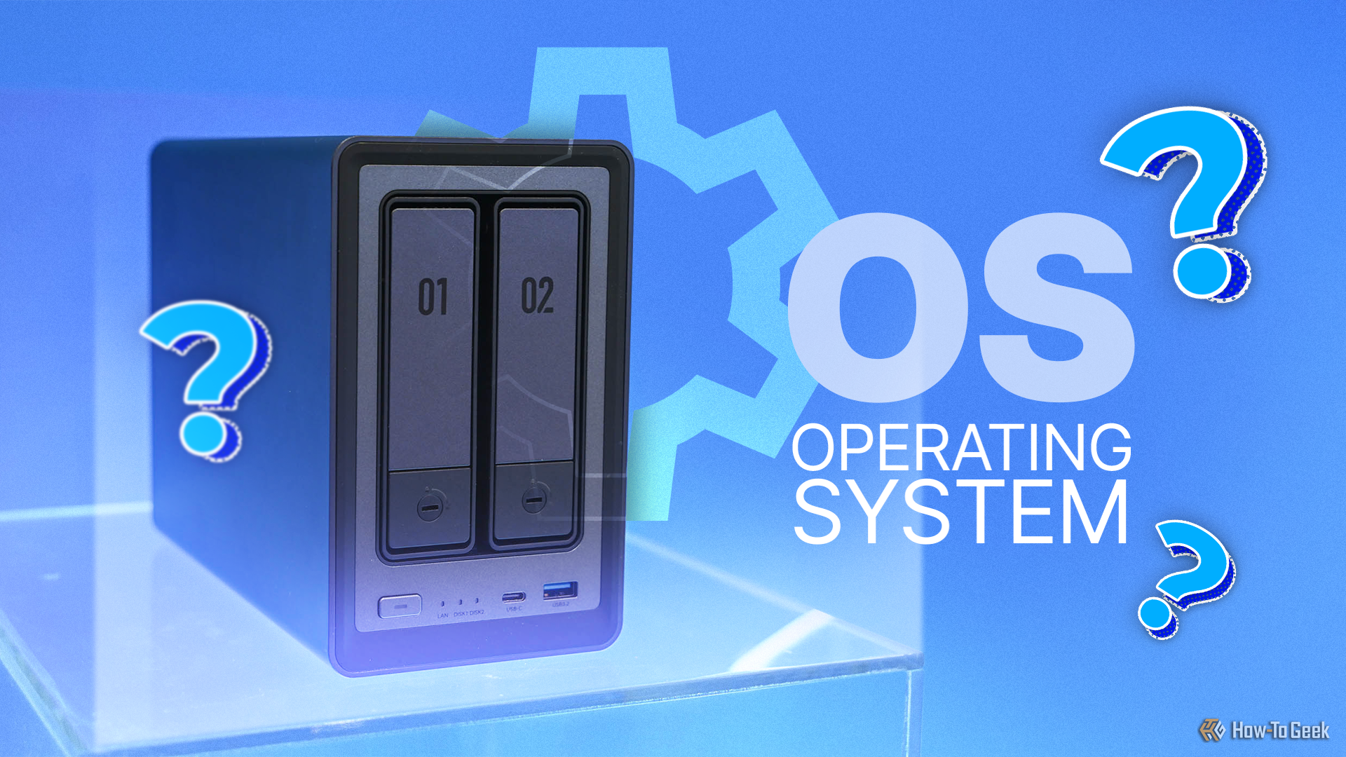 A NASync 2 with 'Operating System' written next to it and some question marks around.