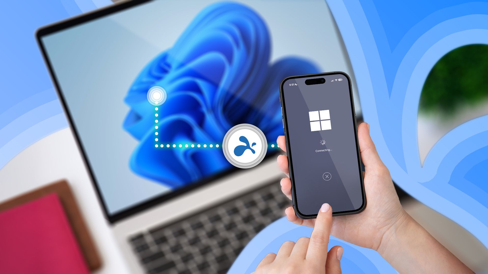 An iPhone remotely connecting to a Windows 11.