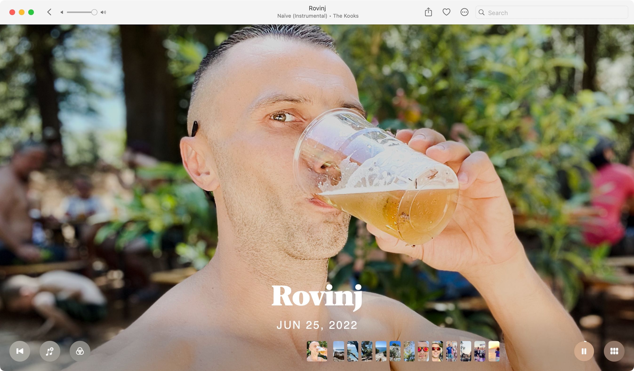 Apple Photos app on macOS Sequoia displaying a Memory Movie cover image.