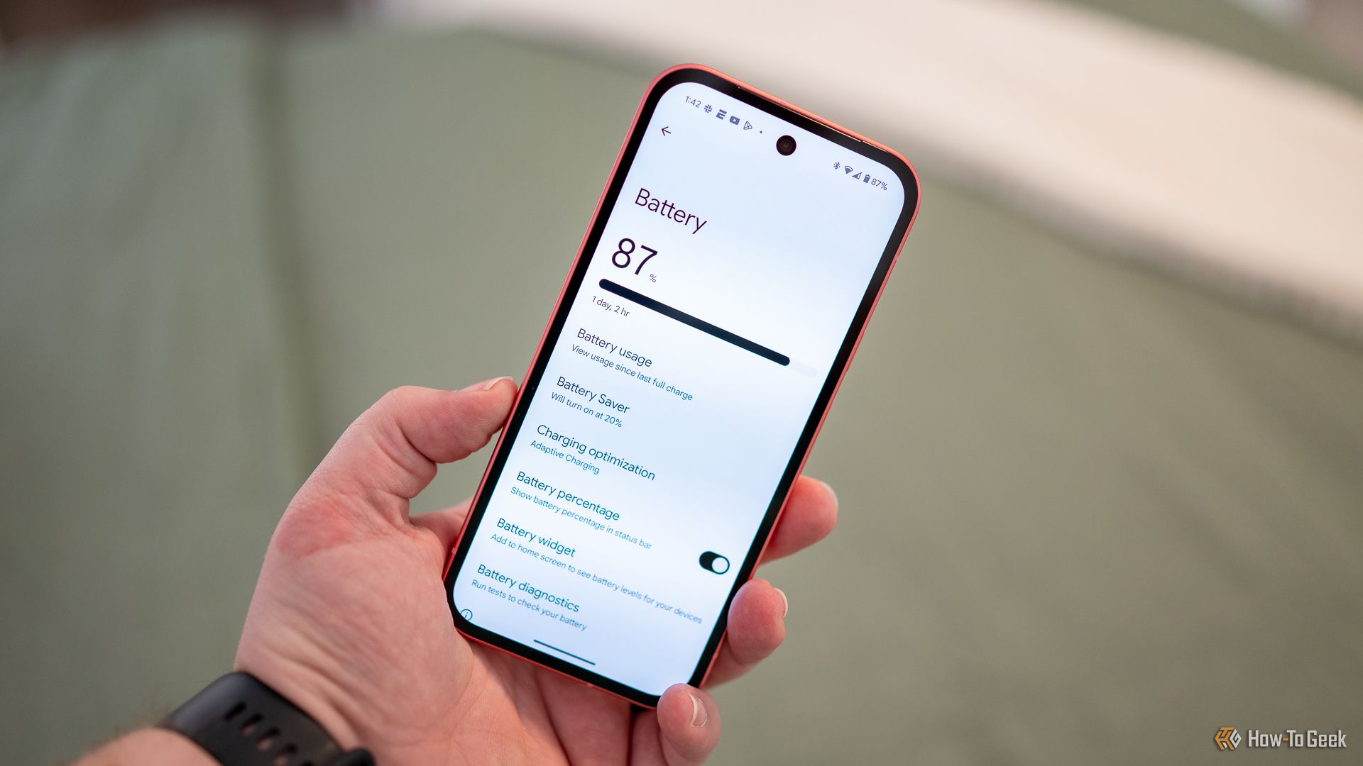 Battery settings menu on the Google Pixel 9a.