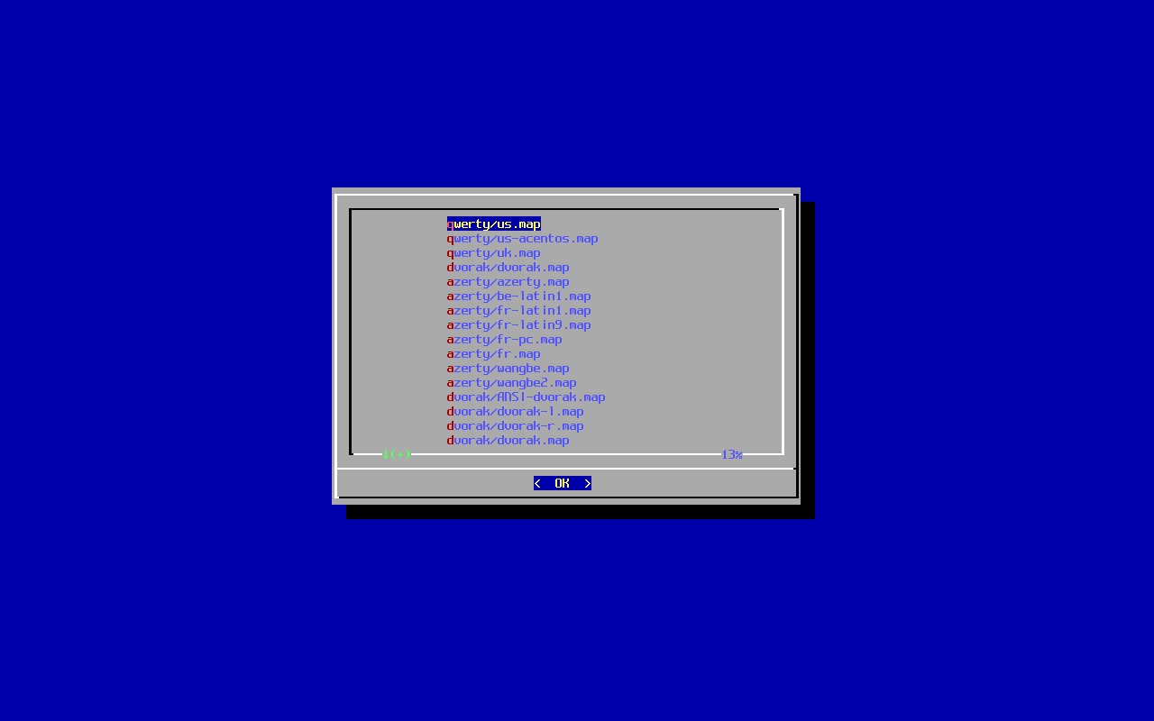 GoboLinux keyboard selection menu.