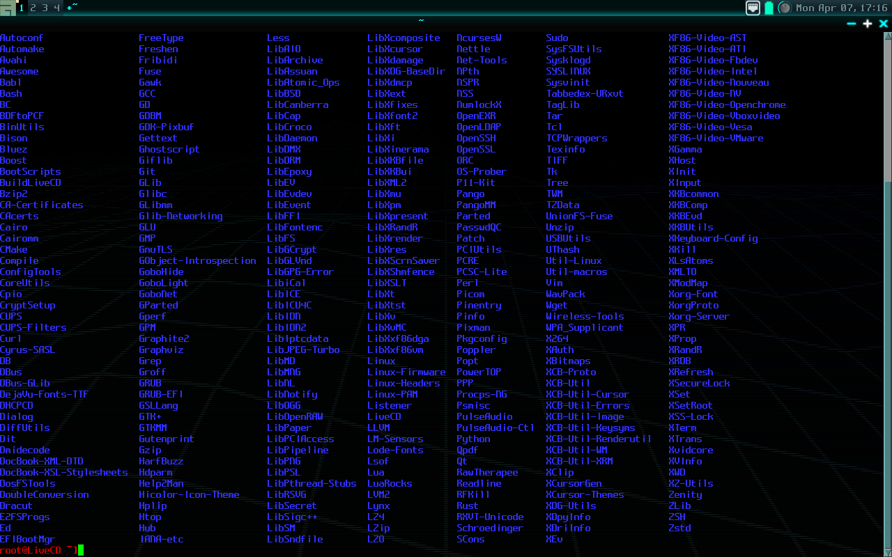 GoboLinux /Programs directory listing.