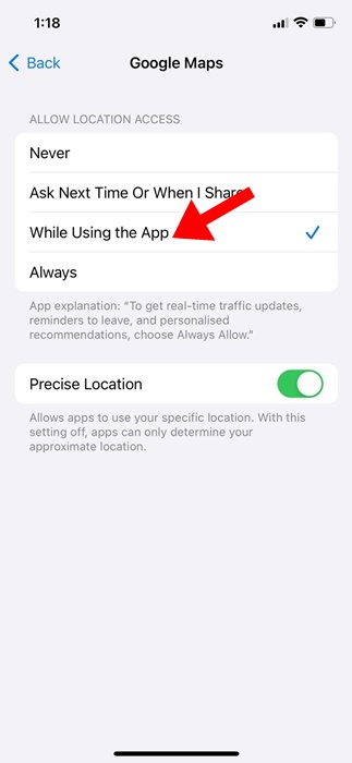 While using the app