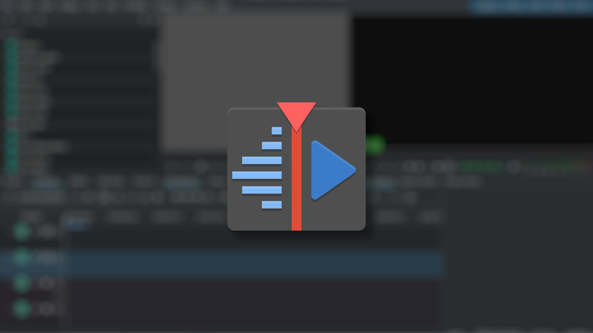 Kdenlive logo over a video editing timeline.