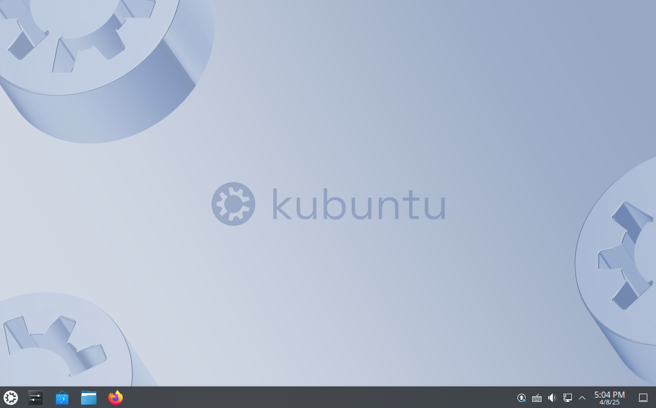 Kubuntu desktop with the standard background image.