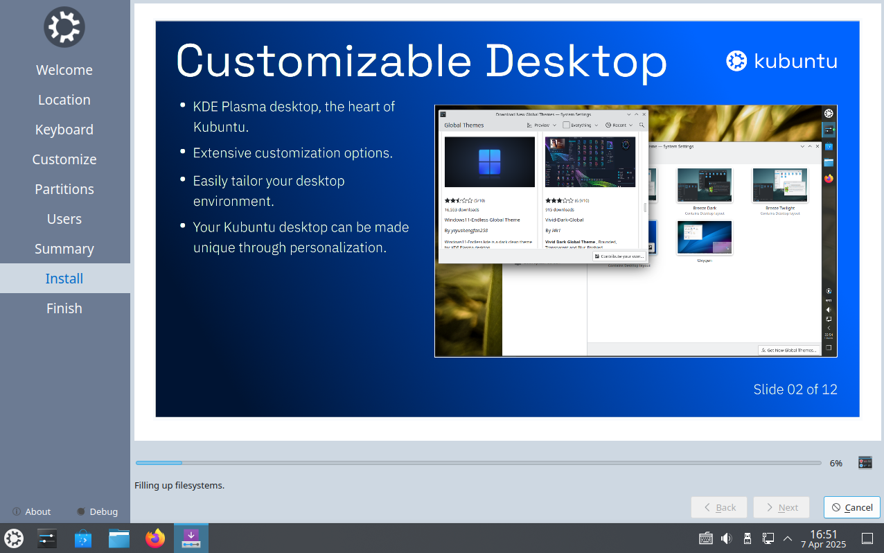 Kubuntu installation in process screen.-1