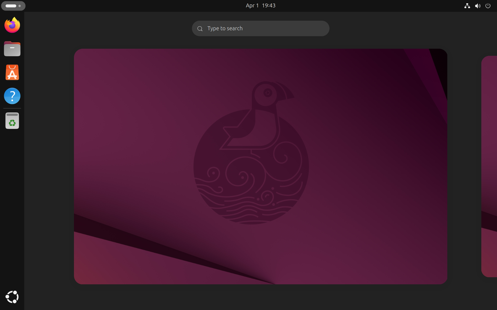 Overview of the desktop in Ubuntu 25.04.