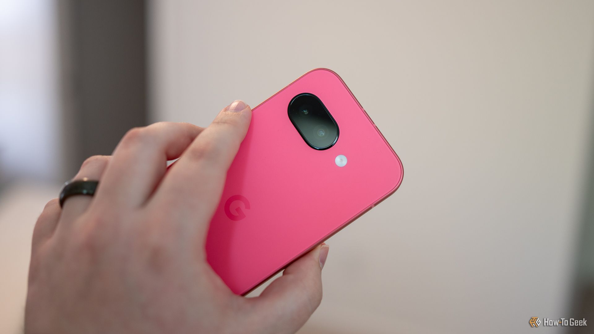 Rear cameras on the back of the Google Pixel 9a.